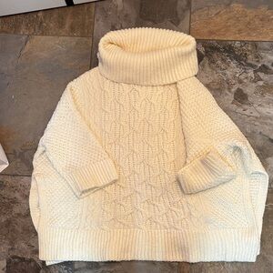 Ann Taylor Cream Cable Knit Turtleneck Sweater